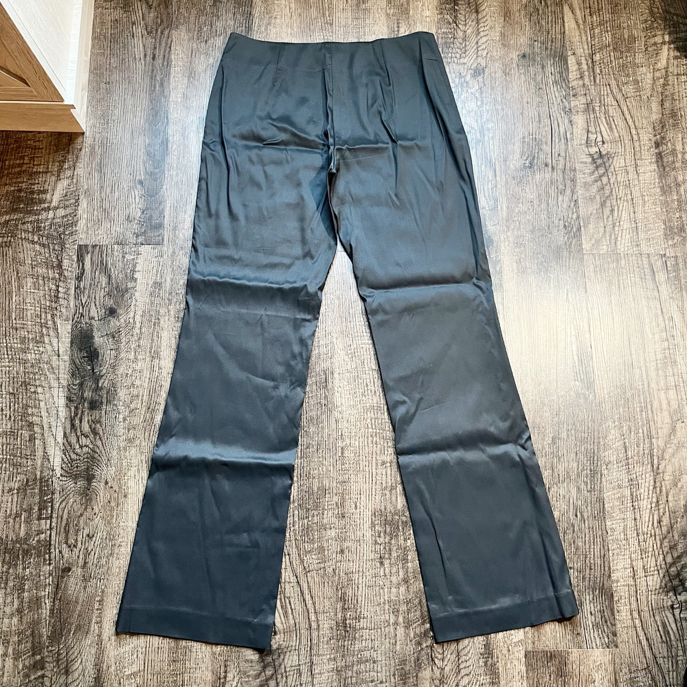 Vivinne Tam Womens Size M/L Satin Front Zip Black Wide Leg Trousers Dress Pants